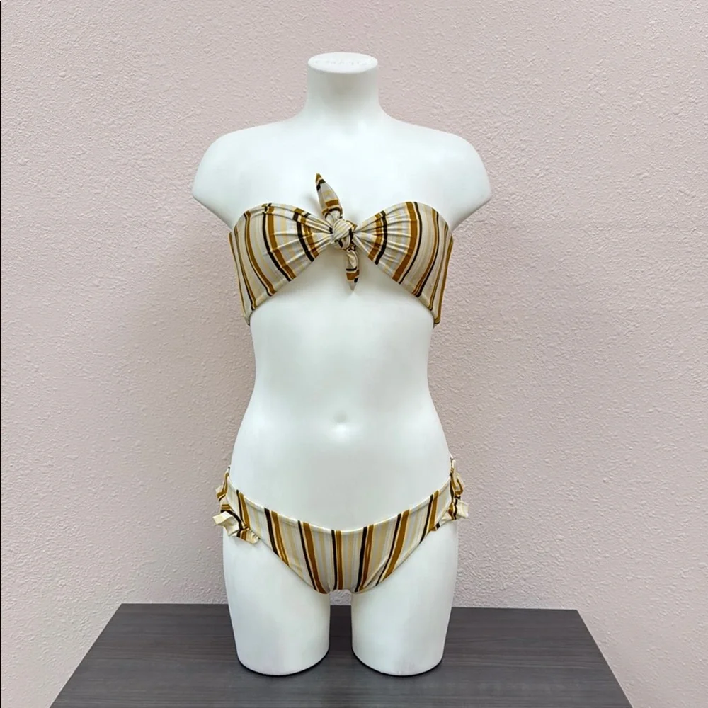 Gillia Striped Bikini in Brown and Cream - Picture 3 of 5